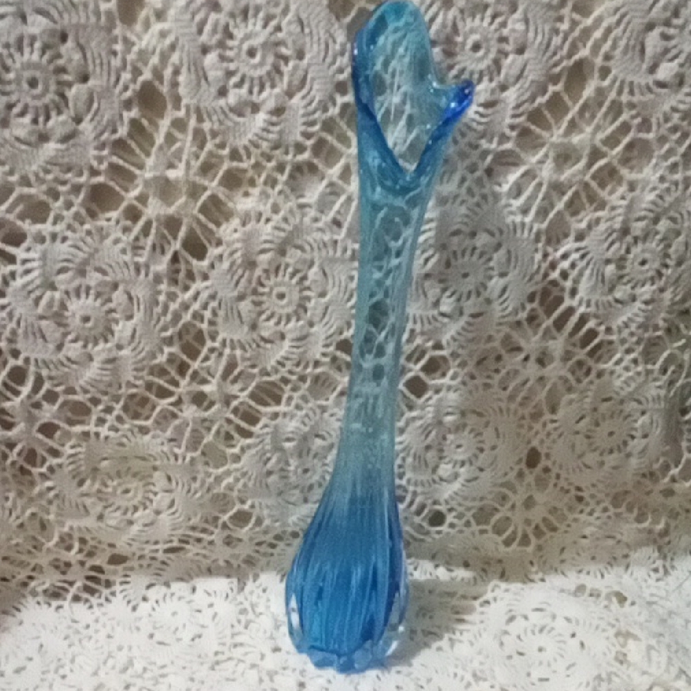 Elegant Blue Japanese blown bubble Glass Vase